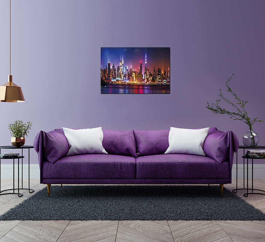 Oppidan Home "Big City Evening Skyline 32"H X 48"W Multicolor Acrylic