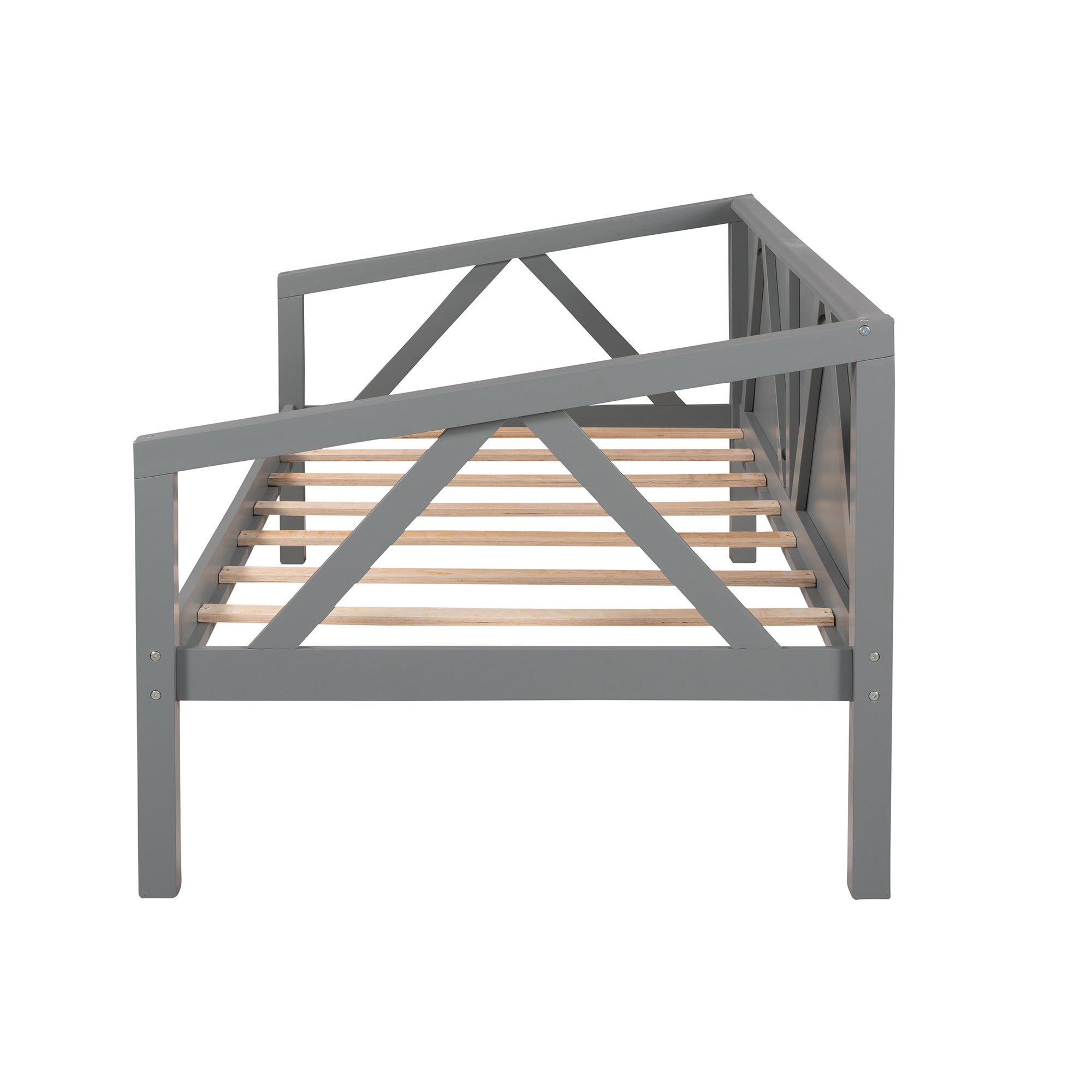 Twin size Daybed, Wood Slat Support, Gray gray-solid wood