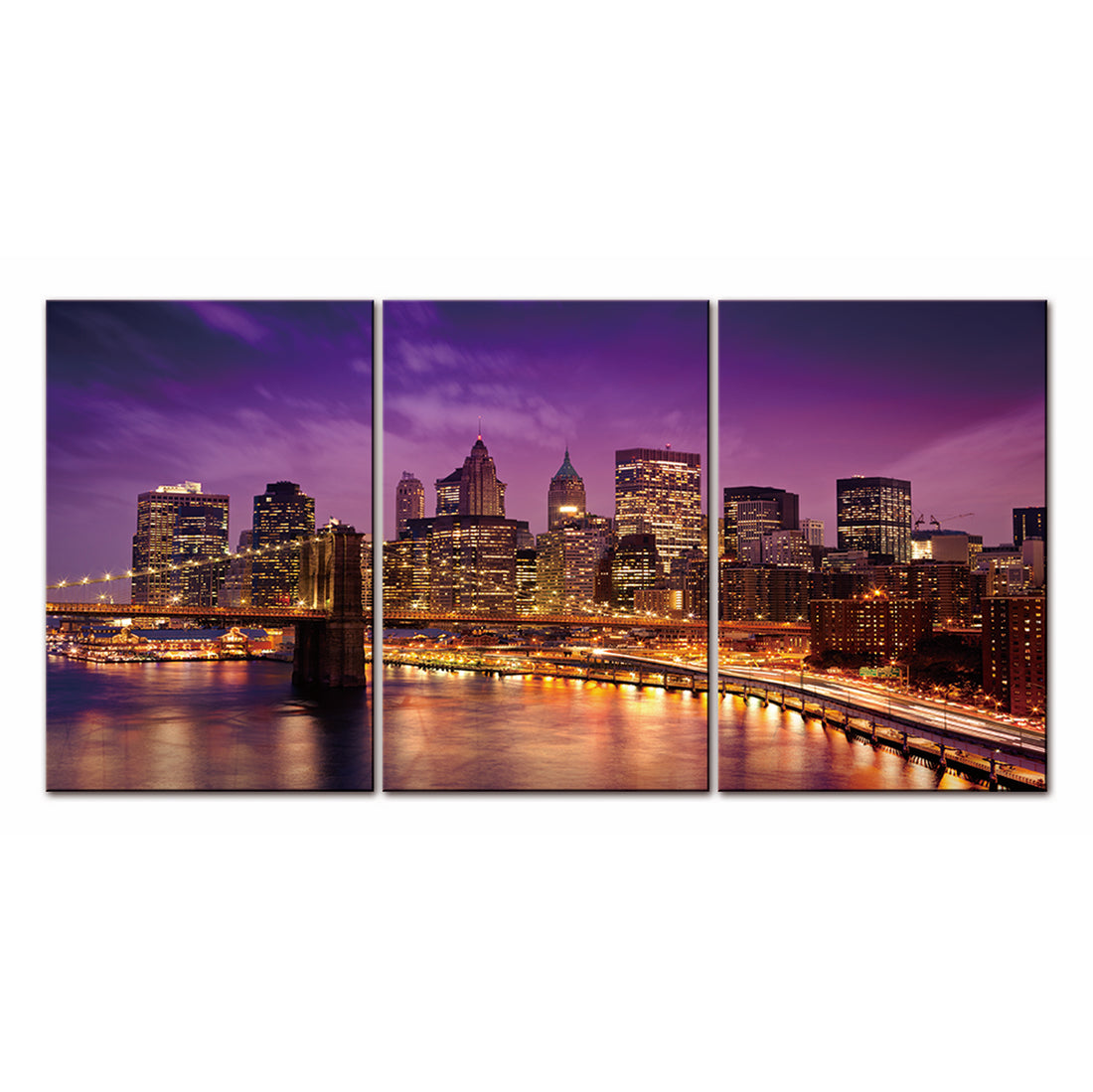 Oppidan Home "York Skyline" 3 Piece Acrylic Wall Art 36"H X 72"W Multicolor Acrylic