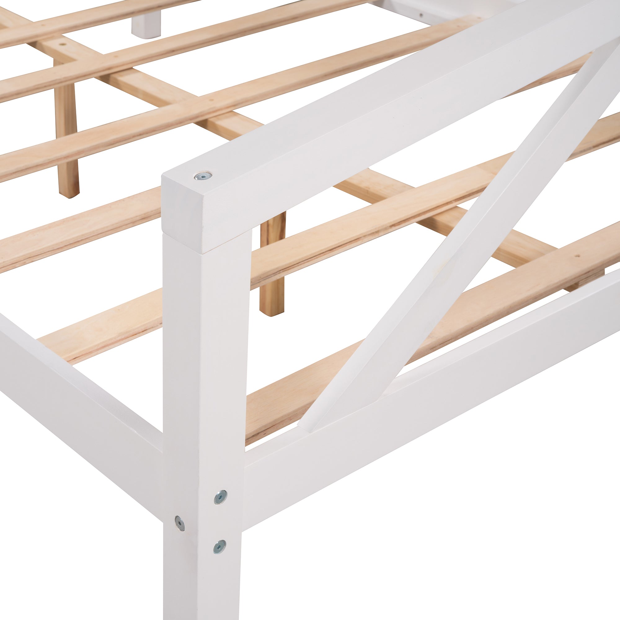 Full size Daybed, Wood Slat Support, White white-solid wood