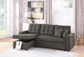 Ash Black Convertible Sectional Pull Out Bed Sofa Chaise Reversible Storage Chaise Polyfiber Tufted Couch Lounge Antique Black Wood Primary Living Space Tufted Back Contemporary,Modern L Shaped Pine Square Arms Plywood 4 Seat