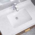 White Rectangular Undermount Bathroom Sink With Overflow White Ceramic