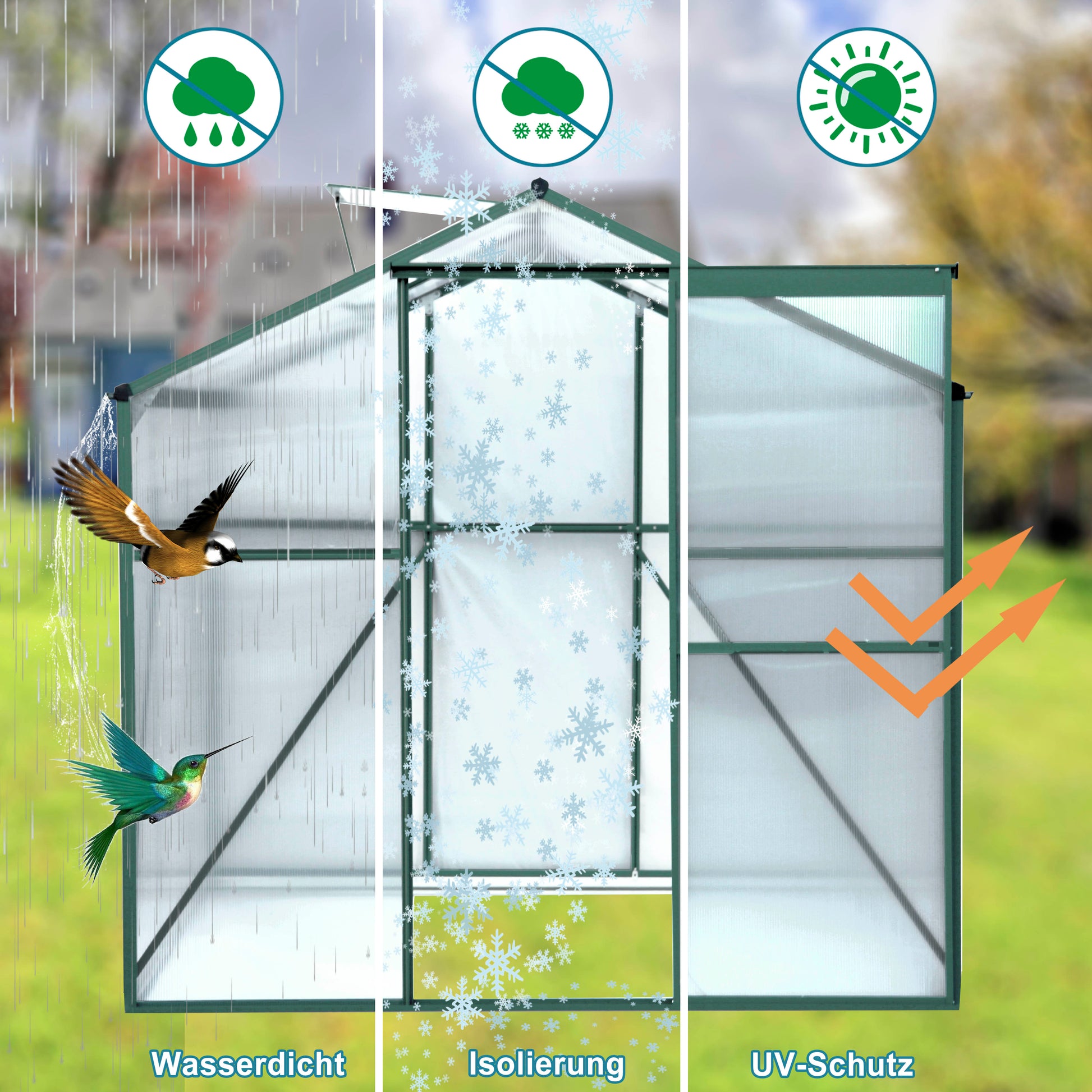 Polycarbonate Greenhouse,6'X 8' Heavy Duty Walk In Plant Garden Greenhouse For Backyard Outdoor Green Aluminium