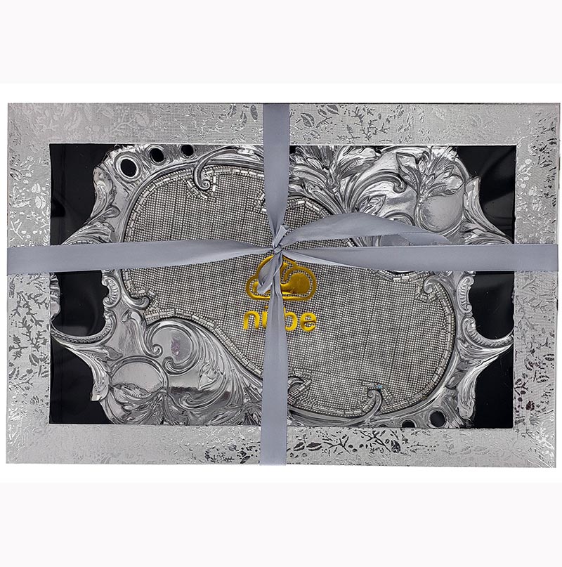 Ambrose Chrome Plated Crystal Embellished Ceramic Plate Silver Ceramic