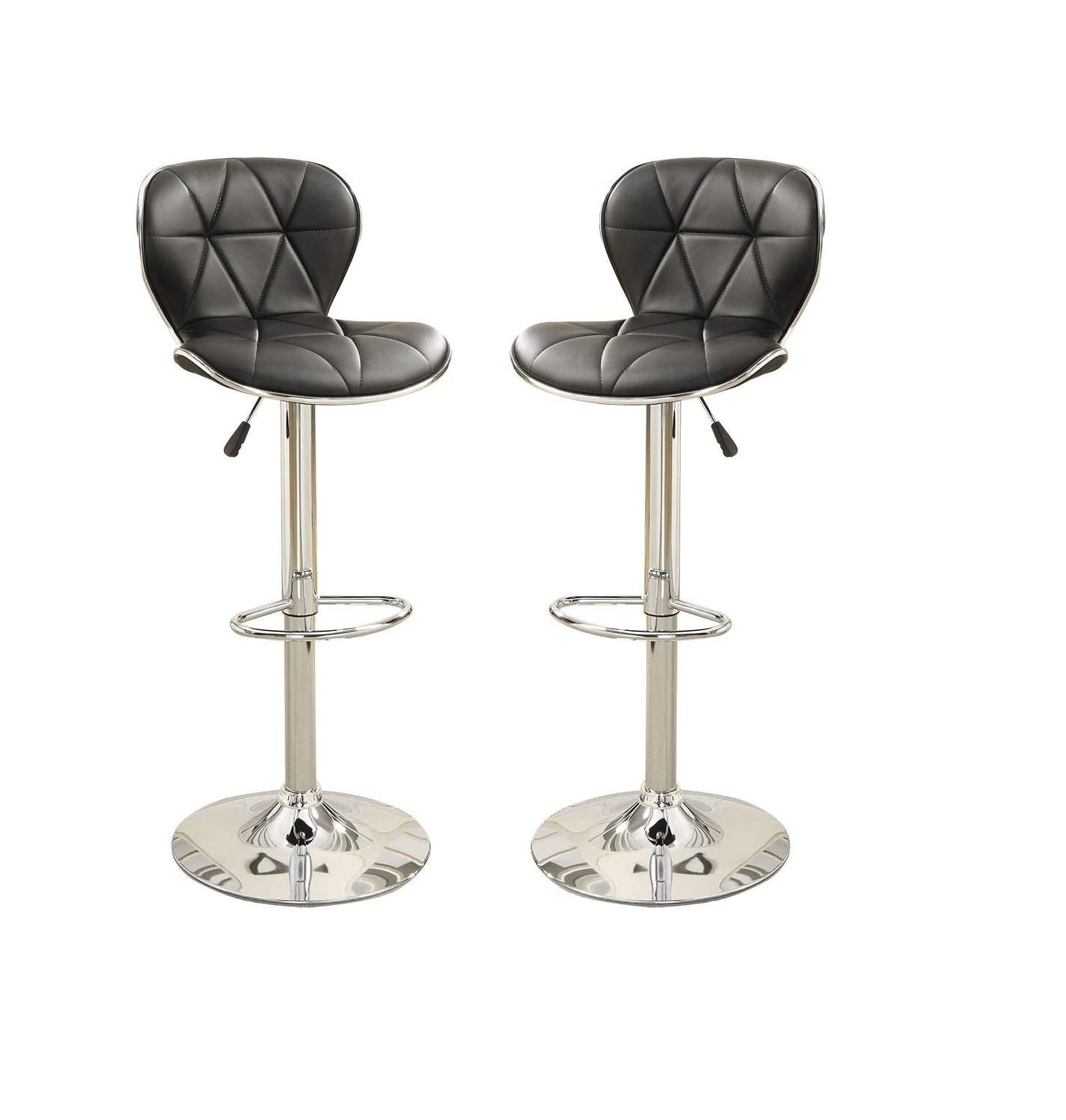 Black Faux Leather Stool Counter Height Chairs Set Of 2 Adjustable Height Kitchen Island Stools Gas Lift Chrome Base. Black Dining Room Modern Metal