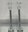 Ambrose Exquisite 2 Piece Candle Holders in Silver silver-glass