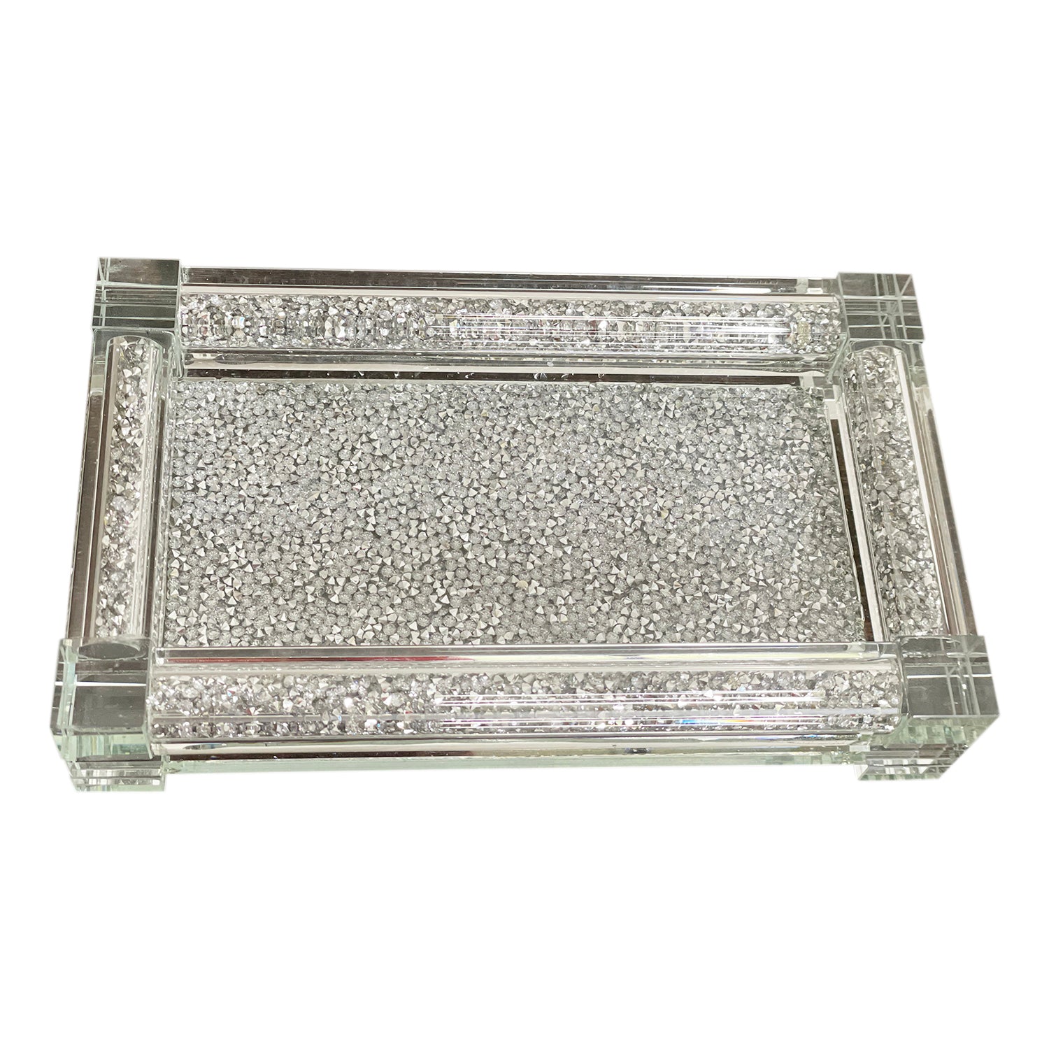Ambrose Exquisite Small Glass Tray in Gift Box silver-glass