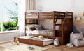 Twin Over Twin Bunk Bed With Twin Size Trundle And 3 Storage Stairs,Walnut Old Sku :Lp000064Aad Walnut Solid Wood