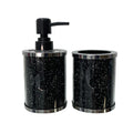 Ambrose Exquisite 2 Piece Soap Dispenser And Toothbrush Holder In Gift Box Black Glass