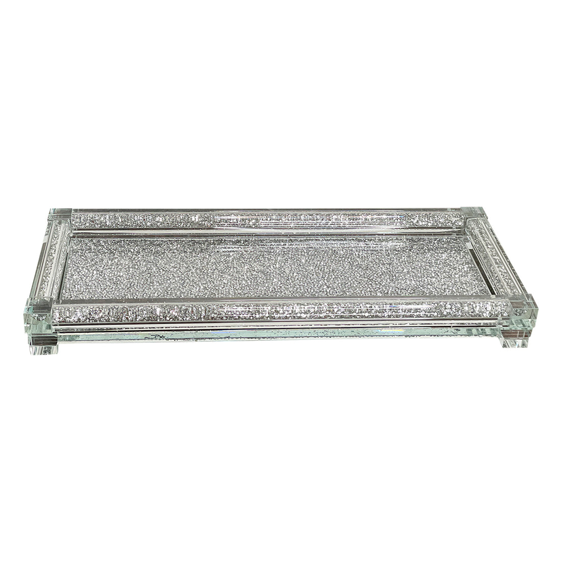 Ambrose Exquisite Large Glass Tray In Gift Box Silver Glass