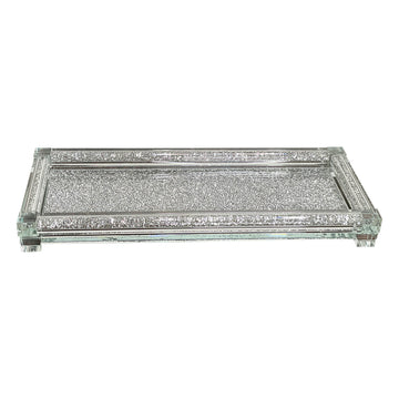 Ambrose Exquisite Large Glass Tray In Gift Box Silver Glass