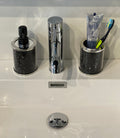 Ambrose Exquisite 2 Piece Soap Dispenser And Toothbrush Holder In Gift Box Black Glass