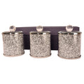 Ambrose Exquisite Tea, Sugar, Coffee Canisters With Tray In Crushed Diamond Glass In Gift Box Silver Glass