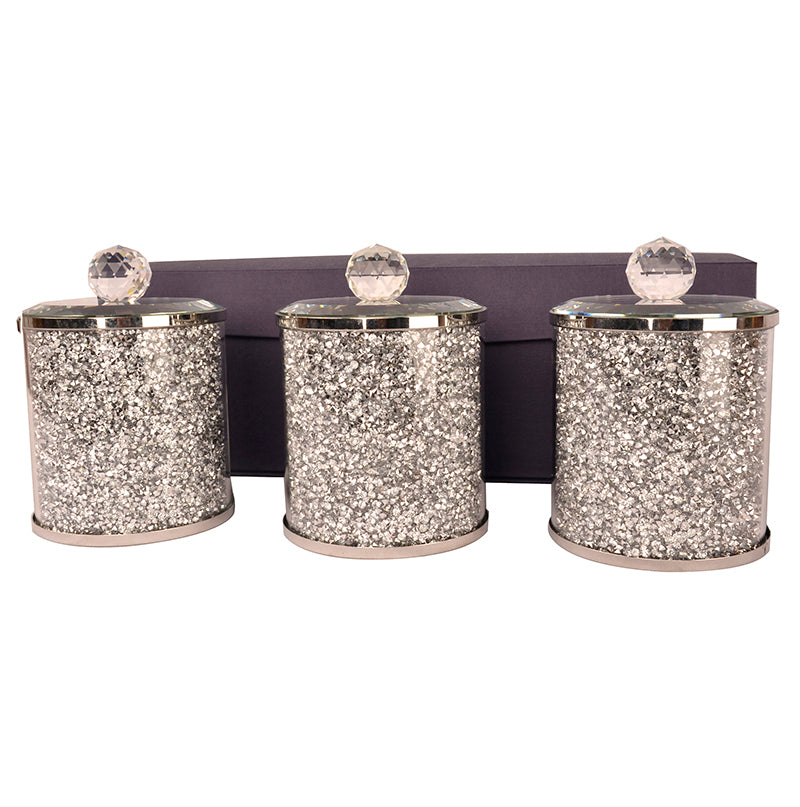 Ambrose Exquisite Tea, Sugar, Coffee Canisters with silver-glass