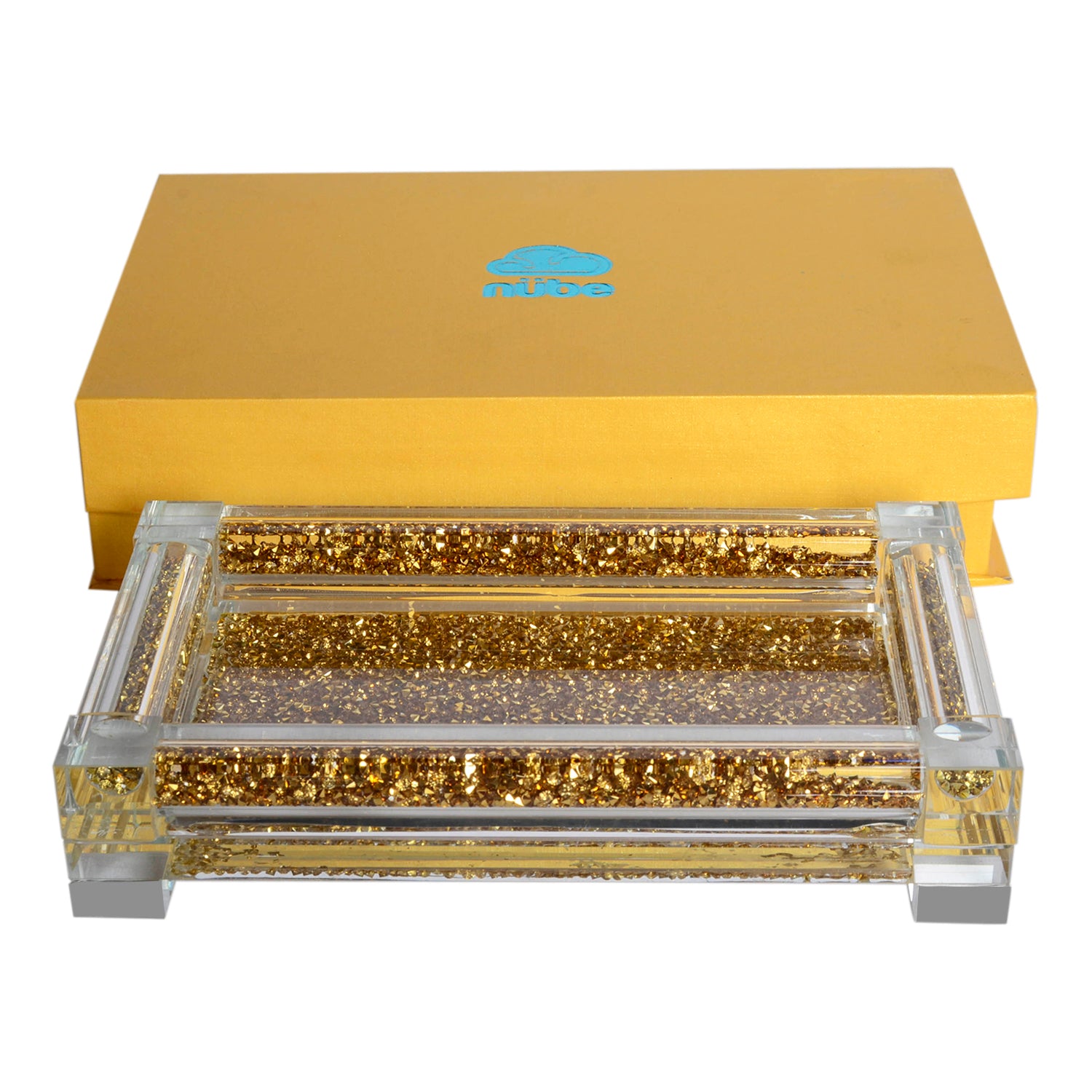 Ambrose Exquisite Small Glass Tray in Gift Box gold-glass