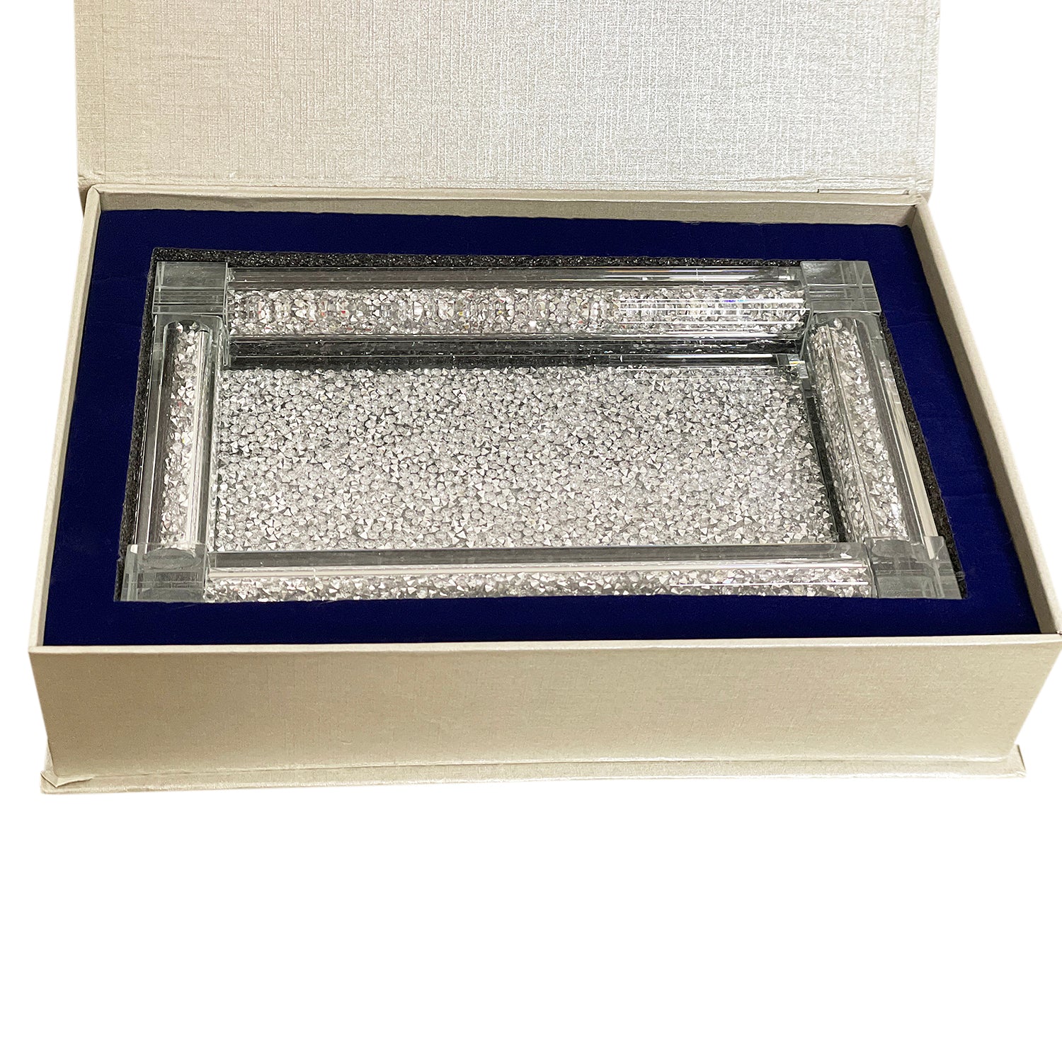 Ambrose Exquisite Small Glass Tray in Gift Box silver-glass