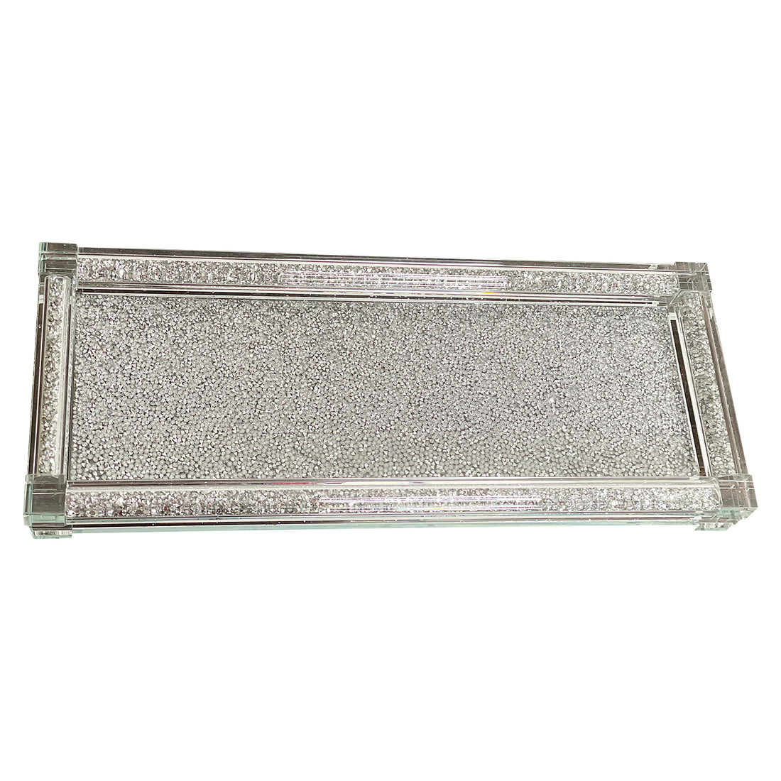 Ambrose Exquisite Large Glass Tray In Gift Box Silver Glass