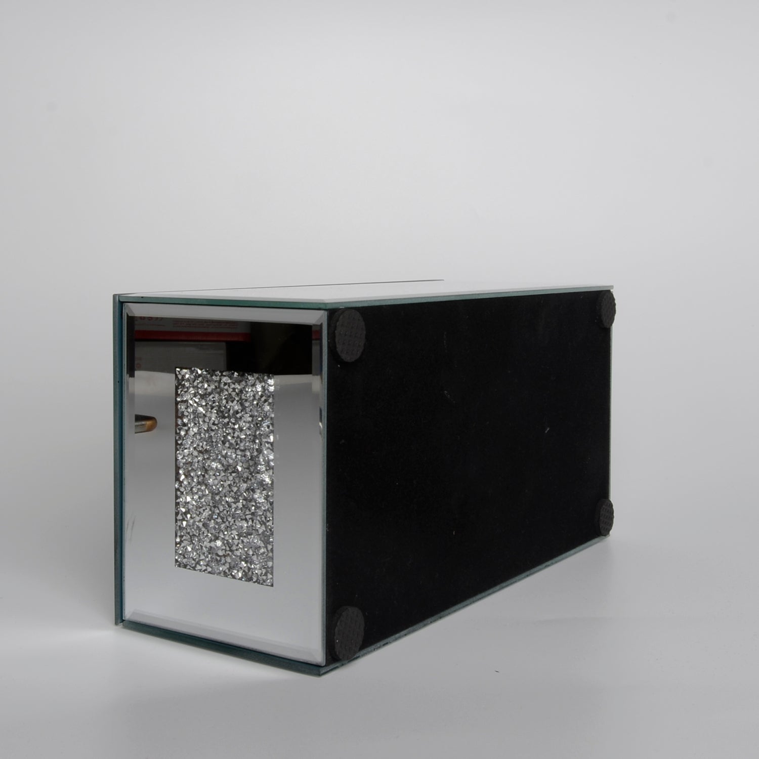 Ambrose Exquisite Mirrored Tissue Holder In Gift Box Silver Glass