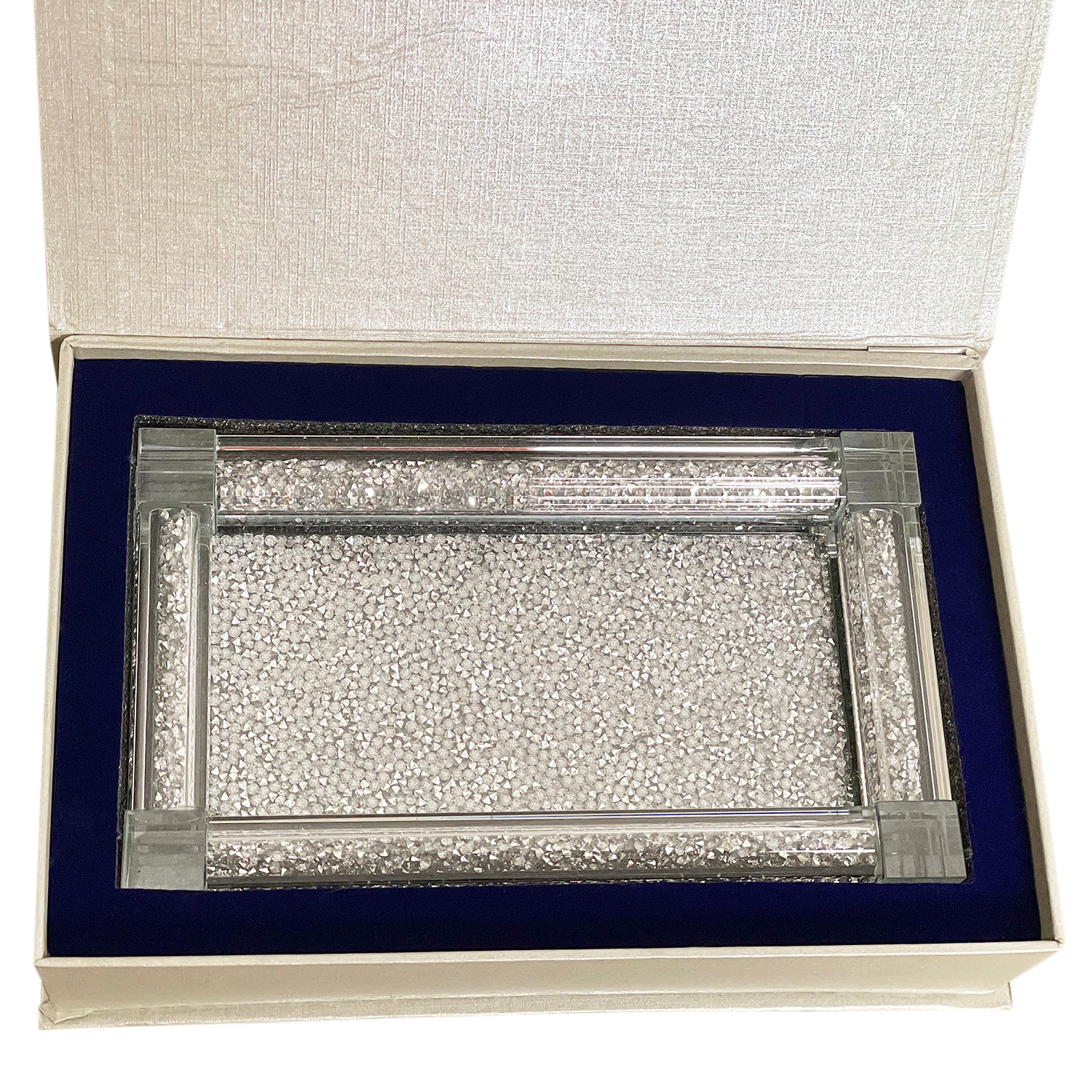 Ambrose Exquisite Small Glass Tray in Gift Box silver-glass