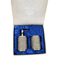 Ambrose Exquisite 2 Piece Soap Dispenser And Toothbrush Holder In Gift Box Silver Glass