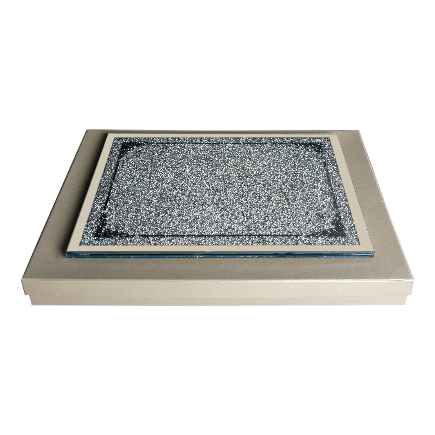 Ambrose Exquisite Glass Serving Tray in Gift Box silver-glass