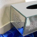 Ambrose Exquisite Mirrored Tissue Holder In Gift Box Silver Glass