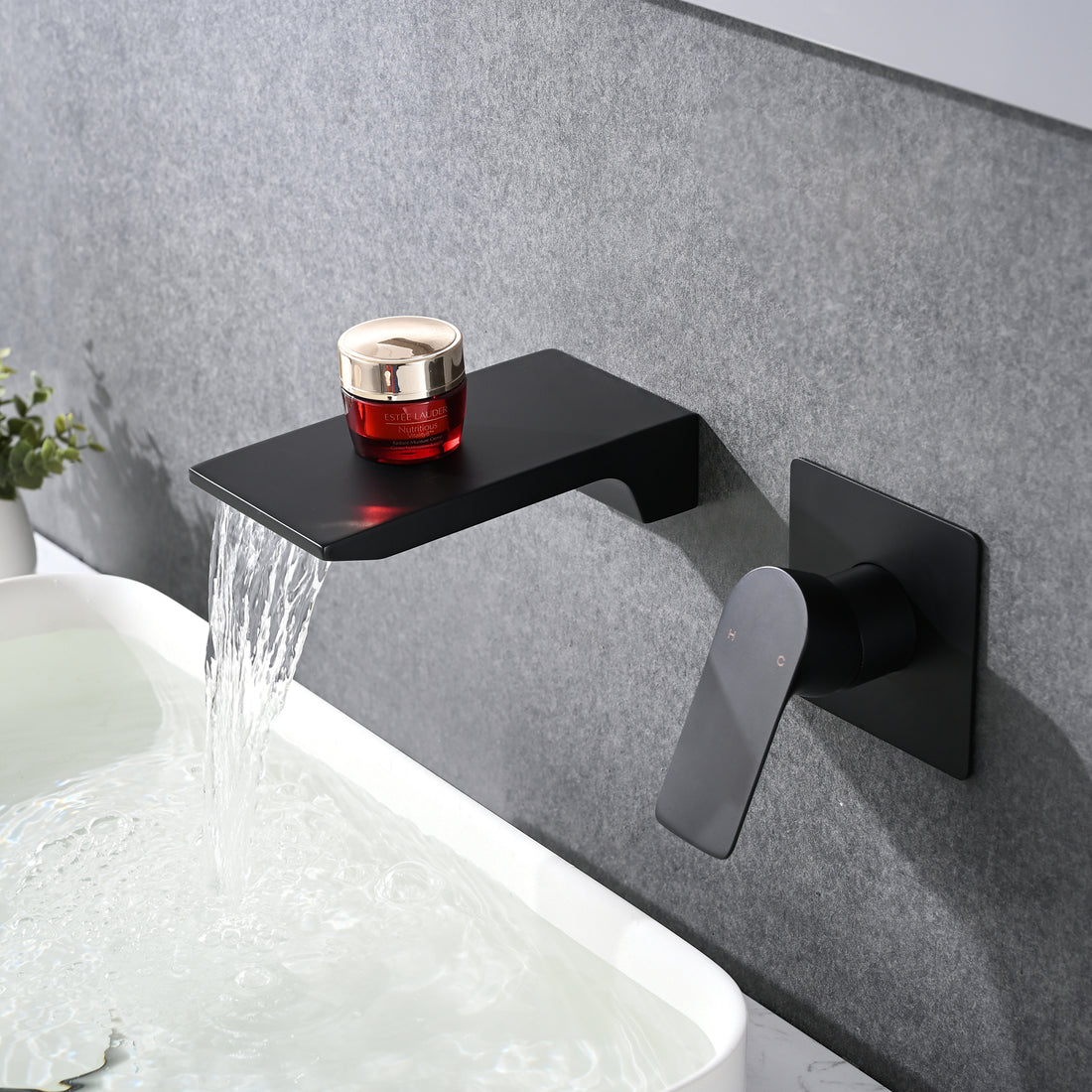 Wall Mount Waterfall Bathtub Faucet Matte Black Stainless Steel