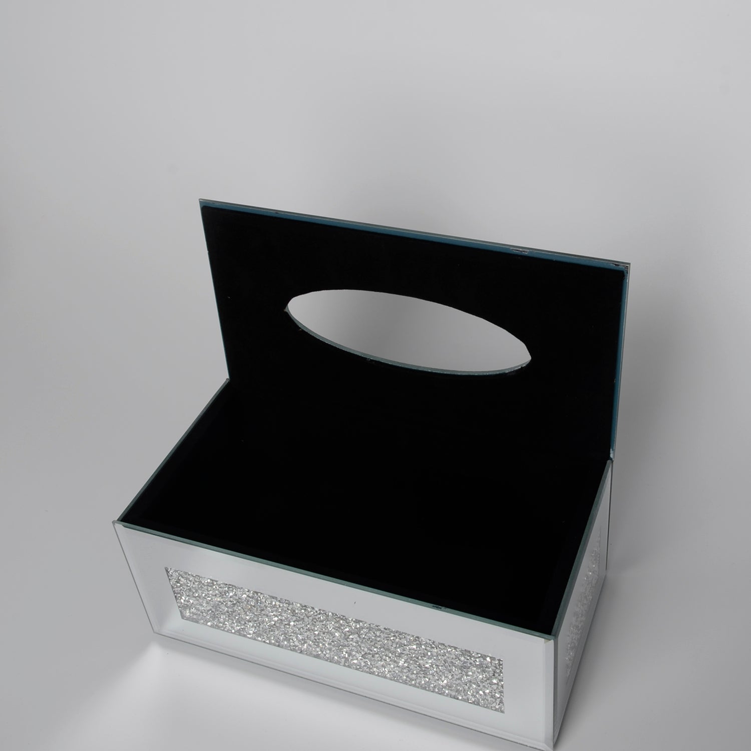 Ambrose Exquisite Mirrored Tissue Holder In Gift Box Silver Glass