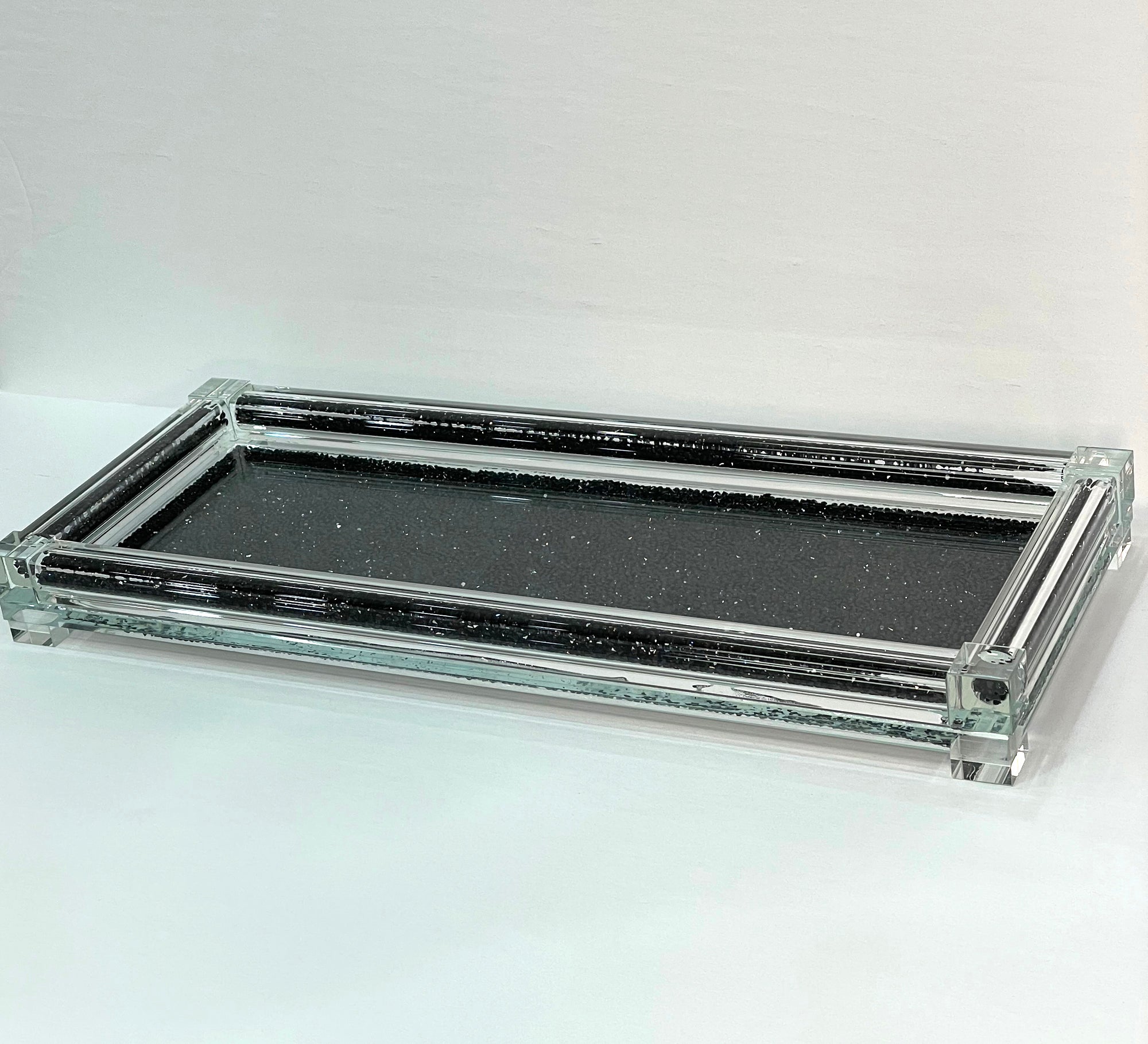Ambrose Exquisite Large Glass Tray in Gift Box black-glass