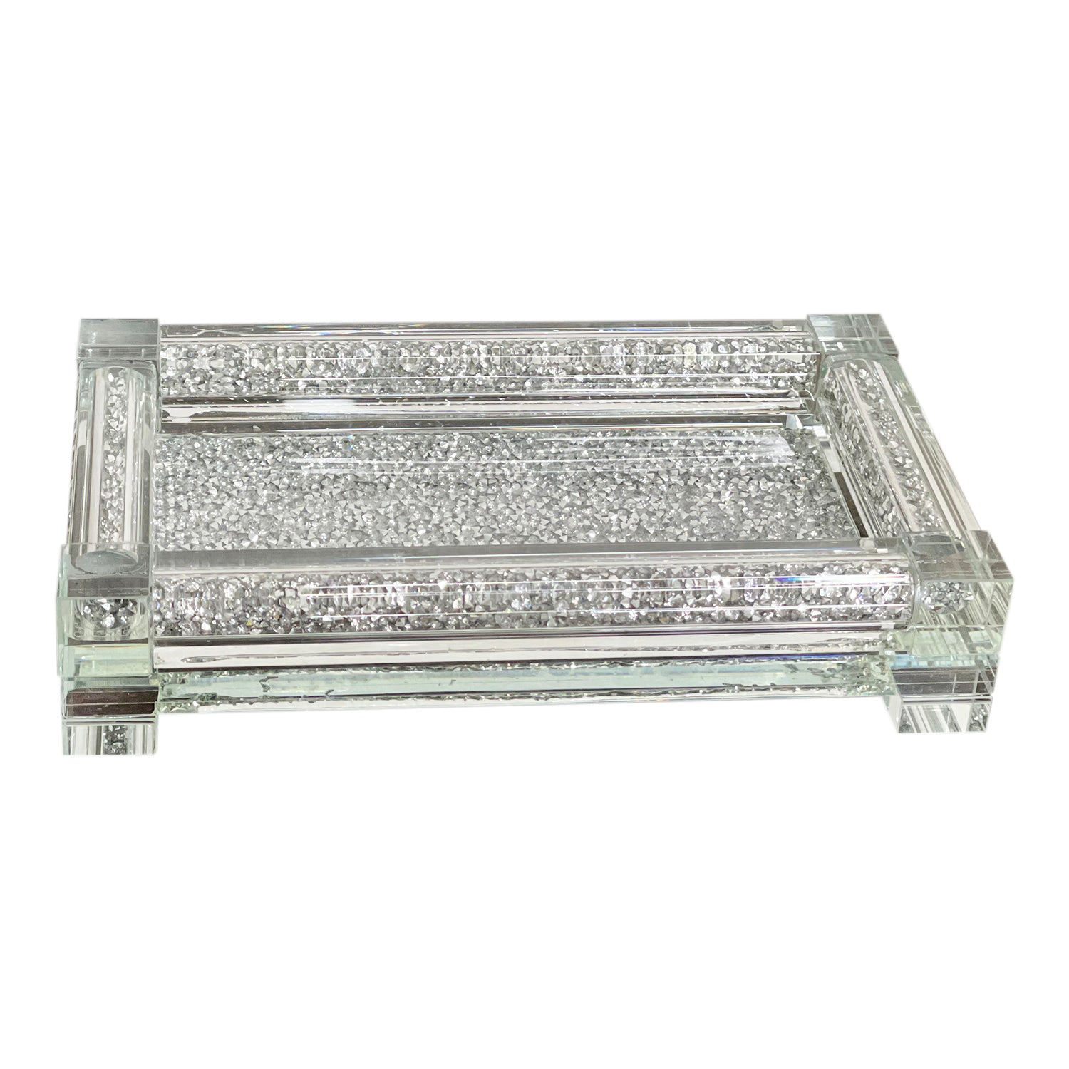 Ambrose Exquisite Small Glass Tray in Gift Box silver-glass