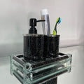 Ambrose Exquisite 3 Piece Soap Dispenser And Toothbrush Holder With Tray Black Glass