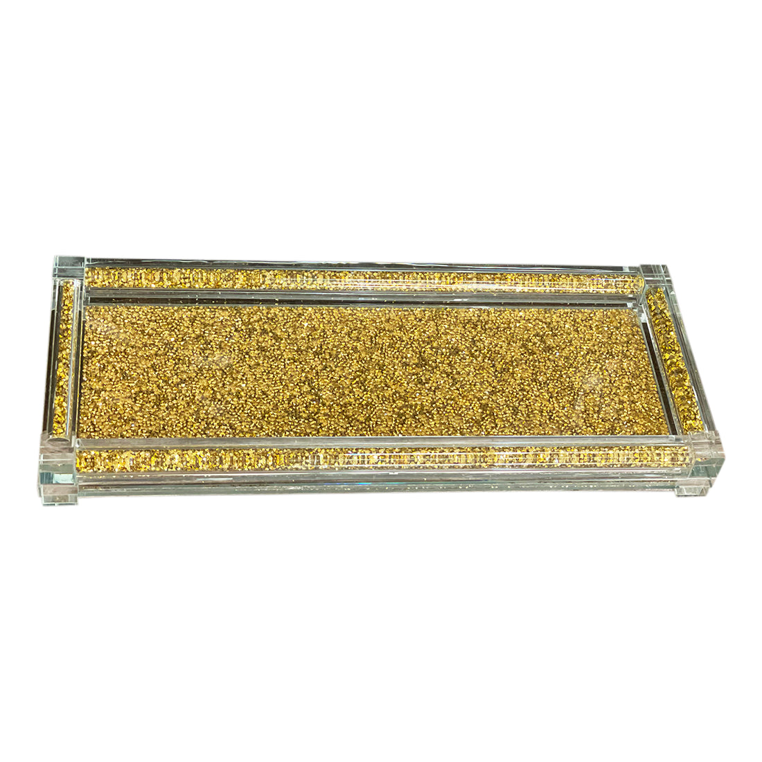 Ambrose Exquisite Large Glass Tray In Gift Box Gold Glass