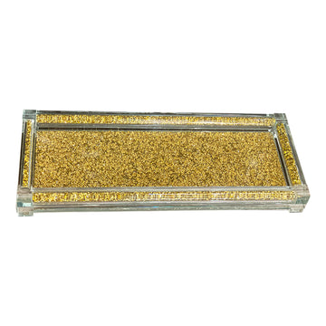 Ambrose Exquisite Large Glass Tray In Gift Box Gold Glass