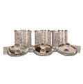 Ambrose Exquisite Tea, Sugar, Coffee Canisters With Tray In Crushed Diamond Glass In Gift Box Silver Glass