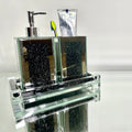 Ambrose Exquisite 3 Piece Square Soap Dispenser And Toothbrush Holder With Tray Black Glass