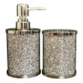 Ambrose Exquisite 2 Piece Soap Dispenser And Toothbrush Holder In Gift Box Silver Glass