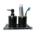 Ambrose Exquisite 3 Piece Soap Dispenser And Toothbrush Holder With Tray Black Glass