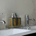 Ambrose Exquisite 3 Piece Square Soap Dispenser And Toothbrush Holder With Tray Gold Glass