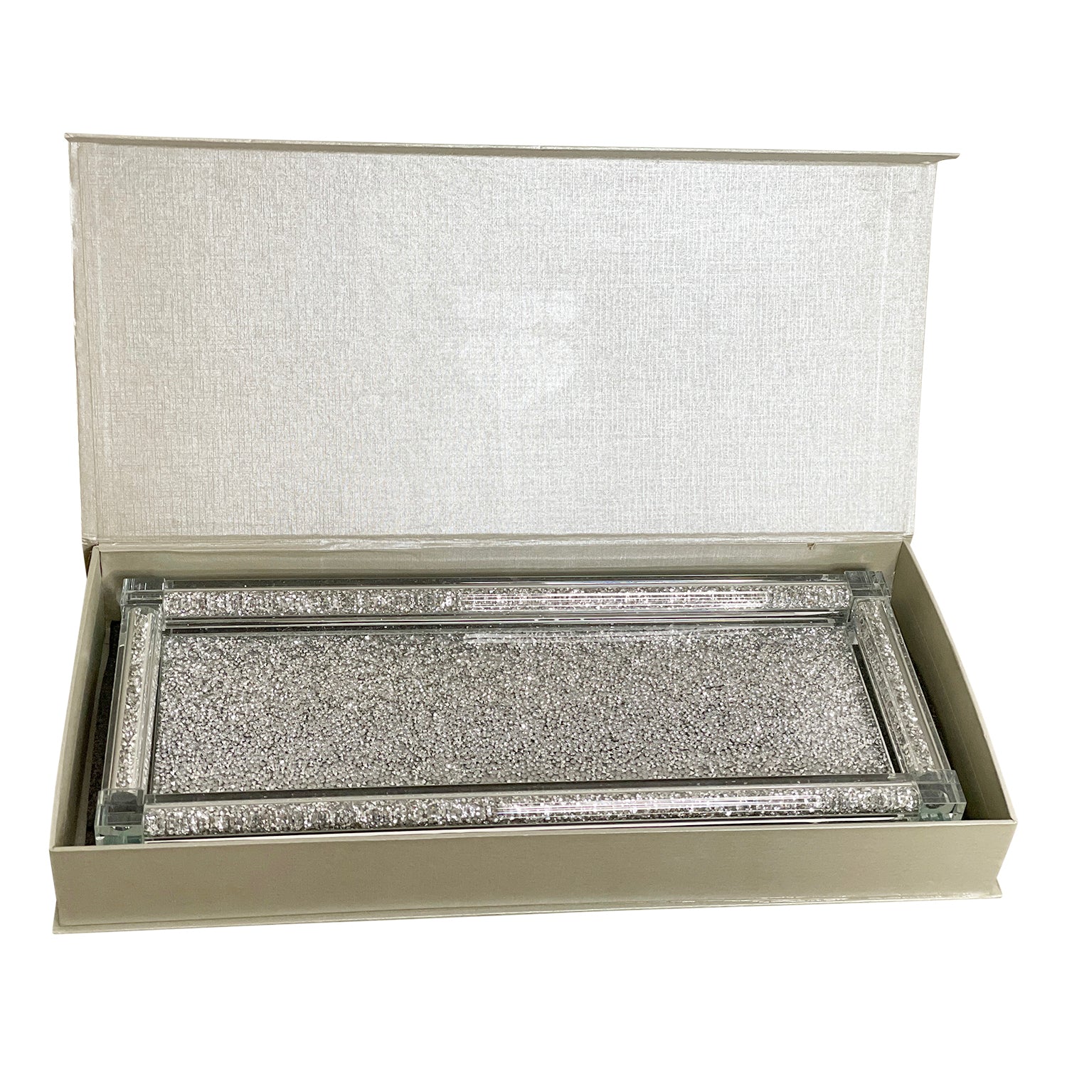 Ambrose Exquisite Medium Glass Tray in Gift Box silver-glass