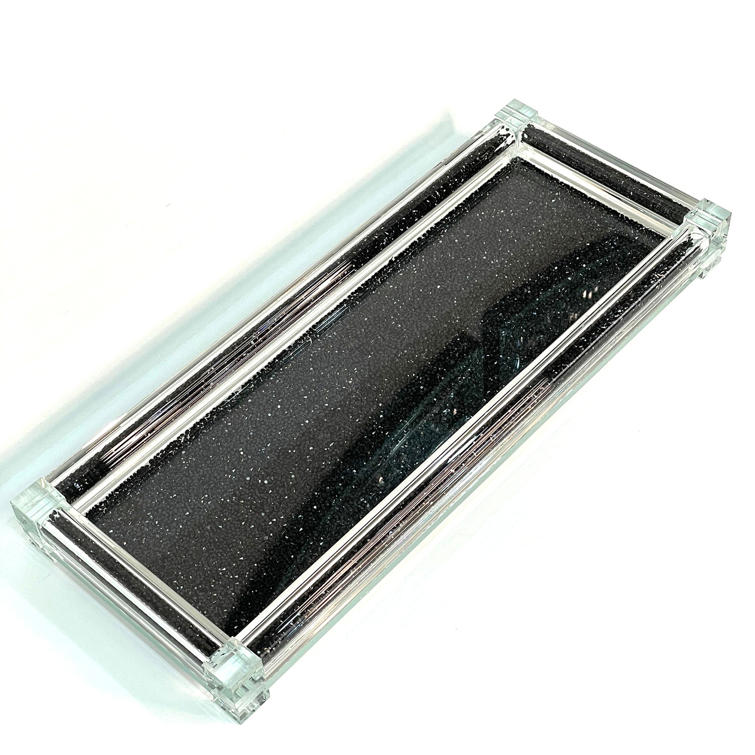 Ambrose Exquisite Medium Glass Tray in Gift Box black-glass