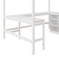Full size Loft Bed with Shelves and Desk, Wooden Loft white-solid wood