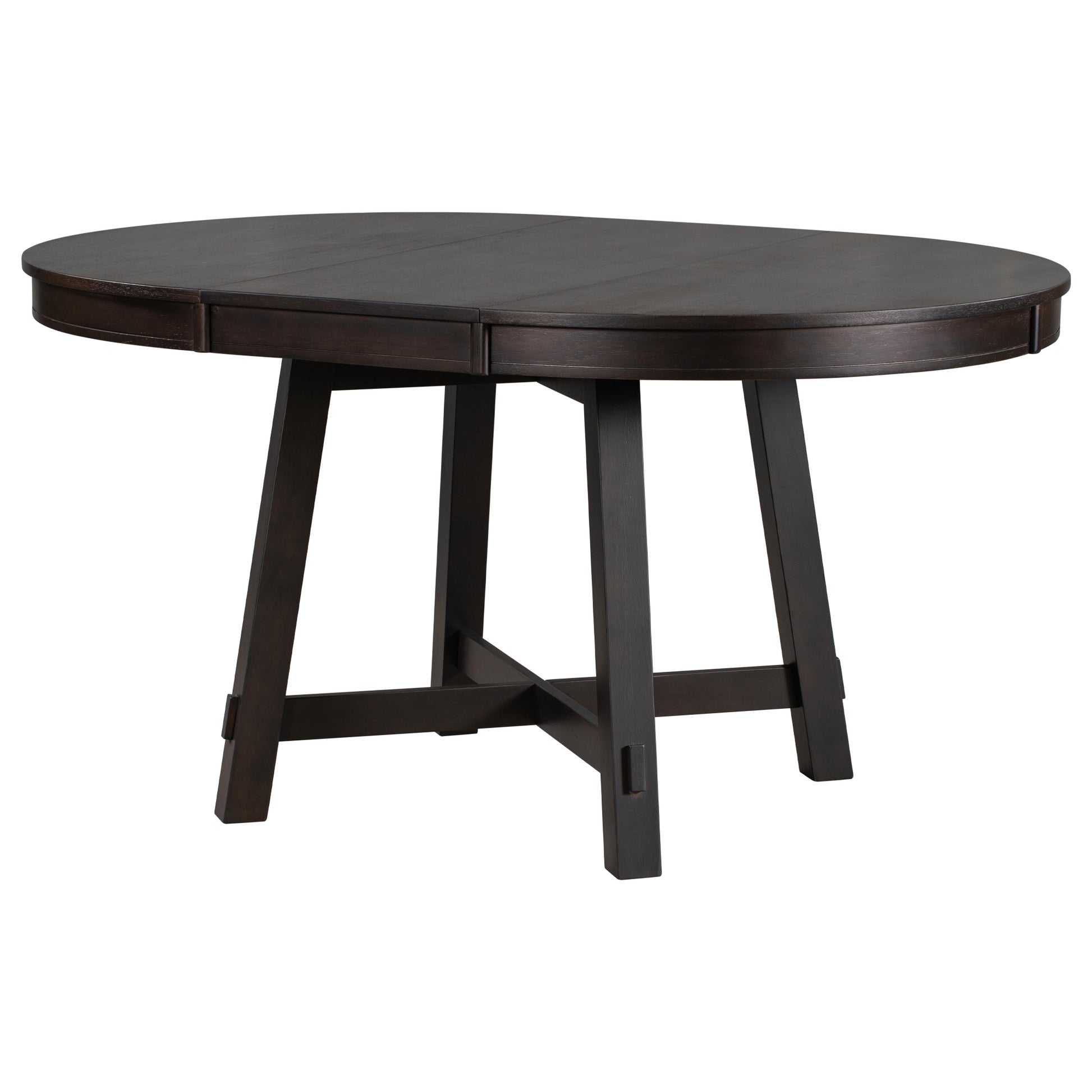 Farmhouse Round Extendable Dining Table With 16" Leaf Wood Kitchen Table Espresso Espresso Solid Wood