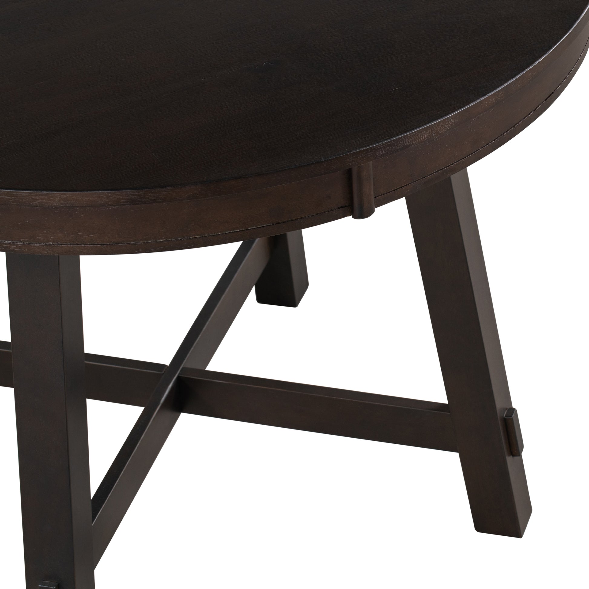 Farmhouse Round Extendable Dining Table With 16" Leaf Wood Kitchen Table Espresso Espresso Solid Wood