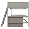 Full size Loft Bed with Shelves and Desk, Wooden Loft gray-solid wood