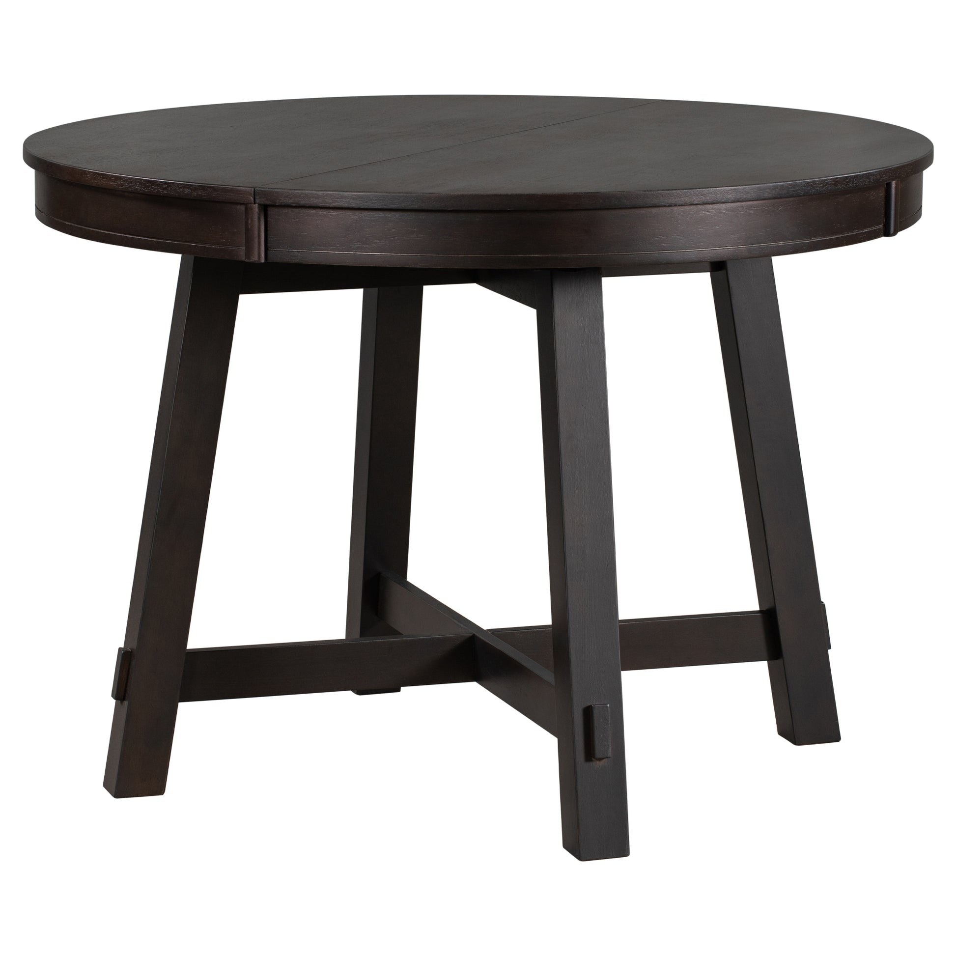 Farmhouse Round Extendable Dining Table With 16" Leaf Wood Kitchen Table Espresso Espresso Solid Wood