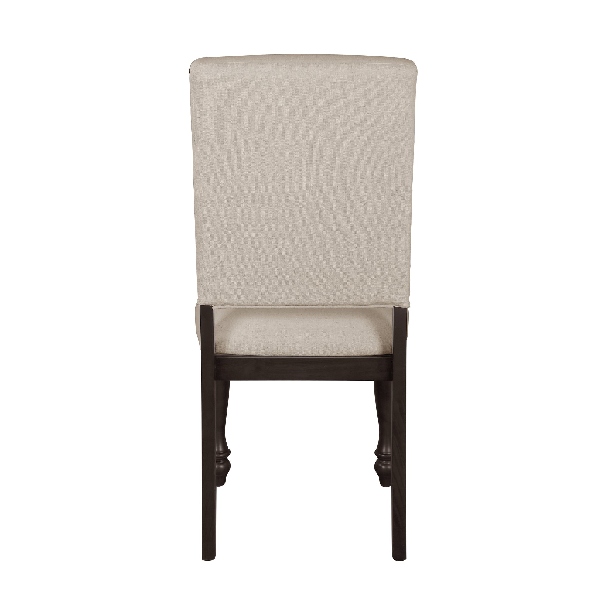 Fabric Upholstery Side Chairs 2Pc Set Grayish Brown Finish Wood Frame Trim Turned Legs Dining Furniture Brown Gray Dining Room Wood