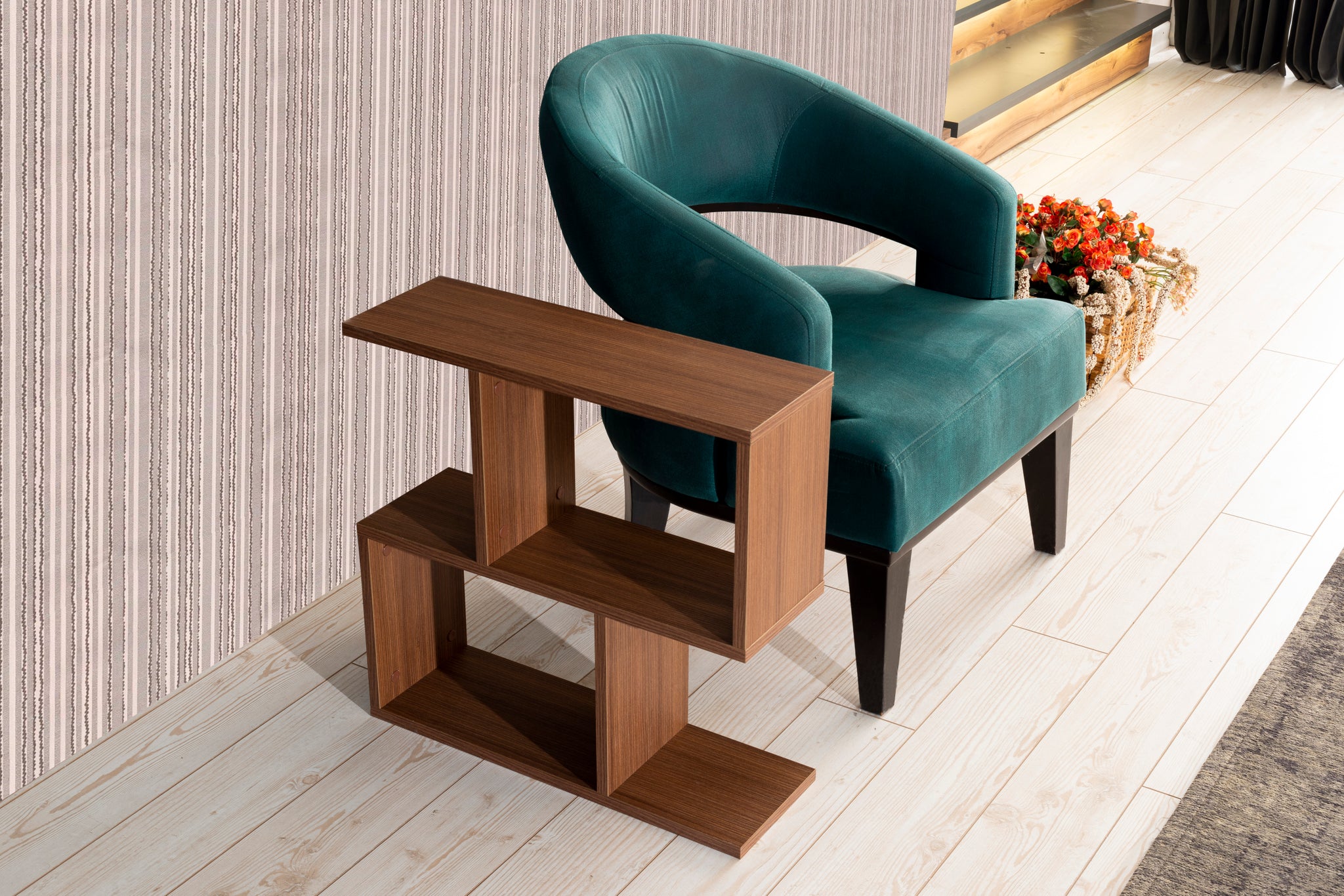 FurnisHome Store Alfa Rectangle 4 Shelves End Table walnut-solid wood