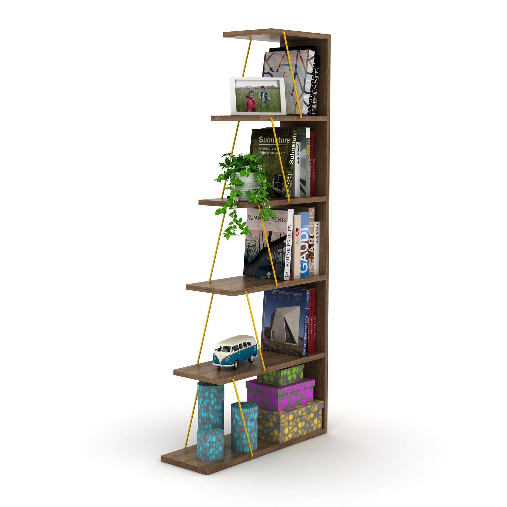 Furnish Home Store Modern 5 Tier Ladder Bookshelf