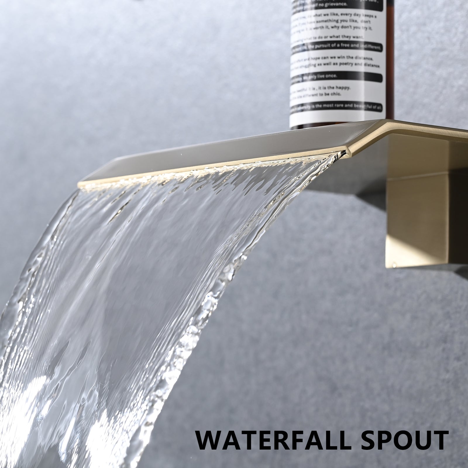 Waterfall Wall Mounted Tub Faucet Brushed Gold Stainless Steel