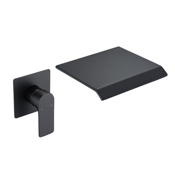 Waterfall Wall Mounted Tub Faucet Matte Black Stainless Steel